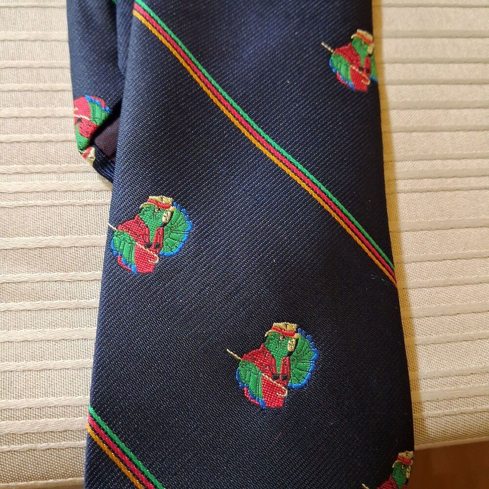 Jimmy Buffett Margaritaville Mens Necktie Blue Parrot Tropical Print